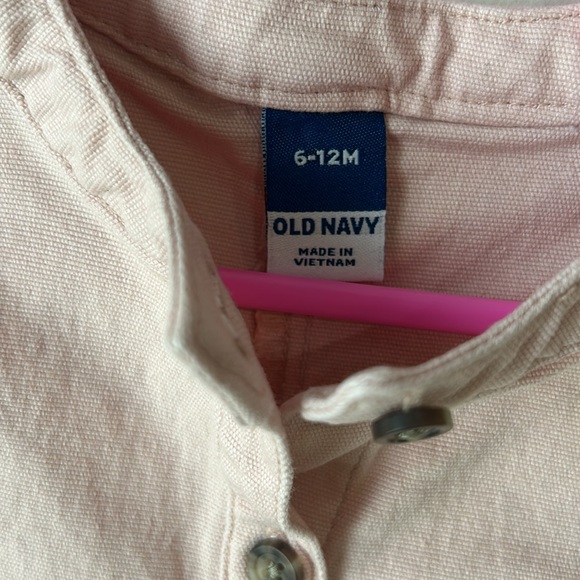 Old Navy utility jumpsuit short sleeve canvas pink 6-12 months - Picture 4 of 5